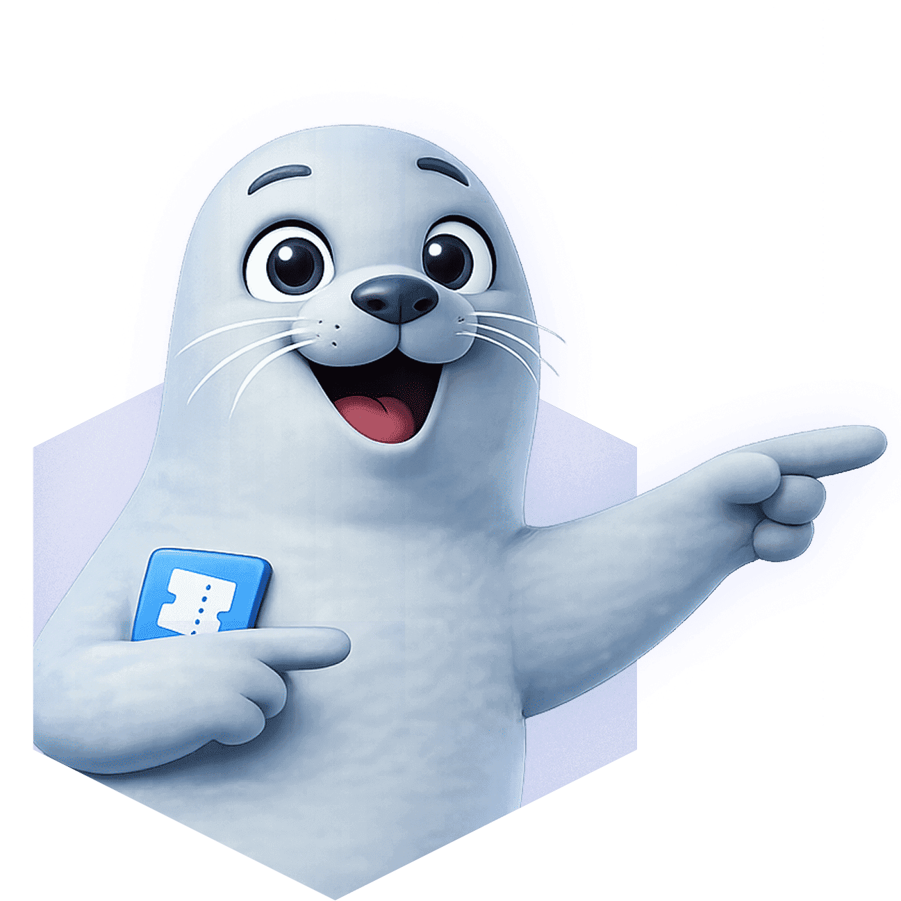 Ticketseal mascot pointing
