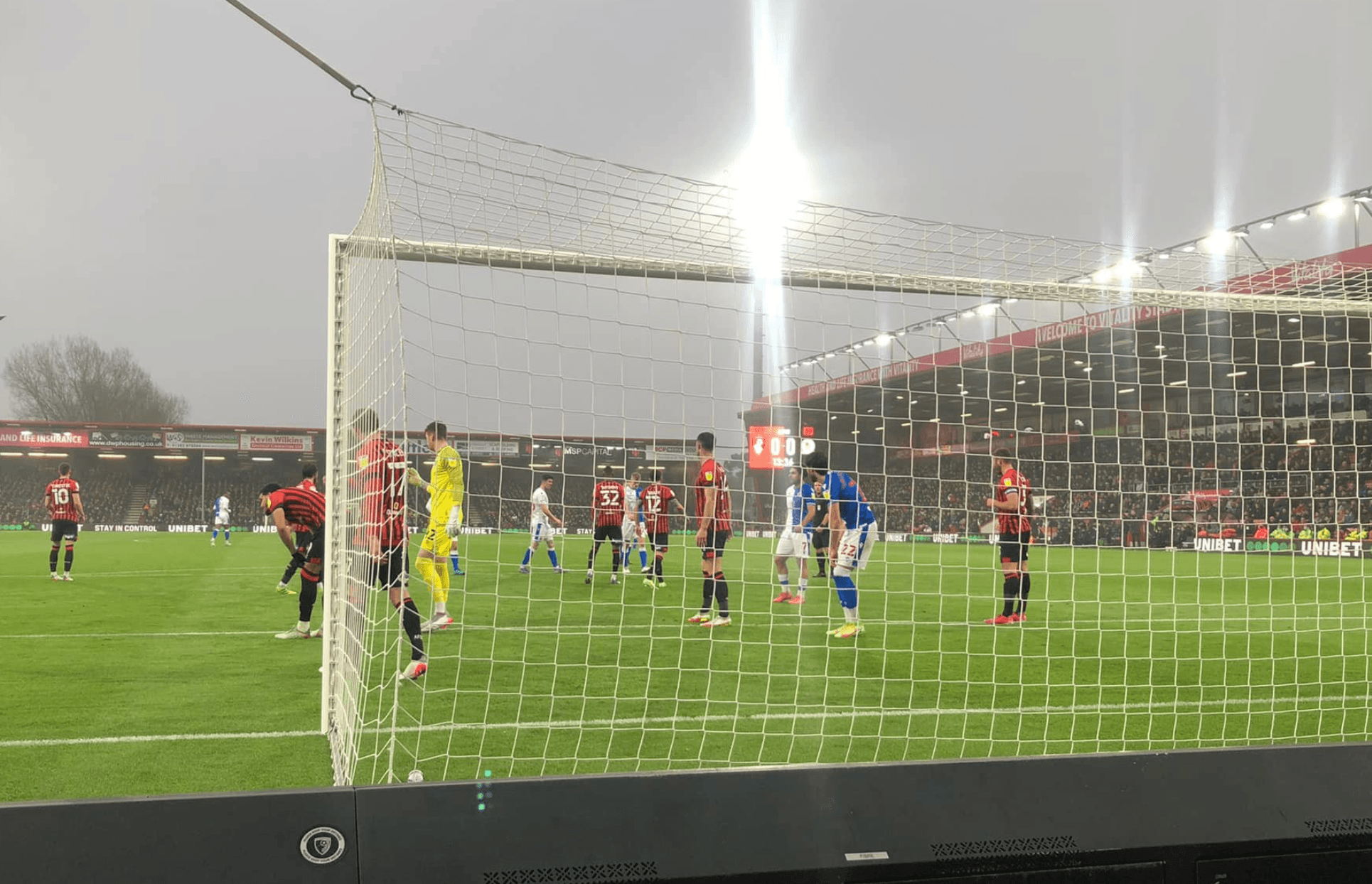 Views from the Short Side of Vitality Stadium during a game.