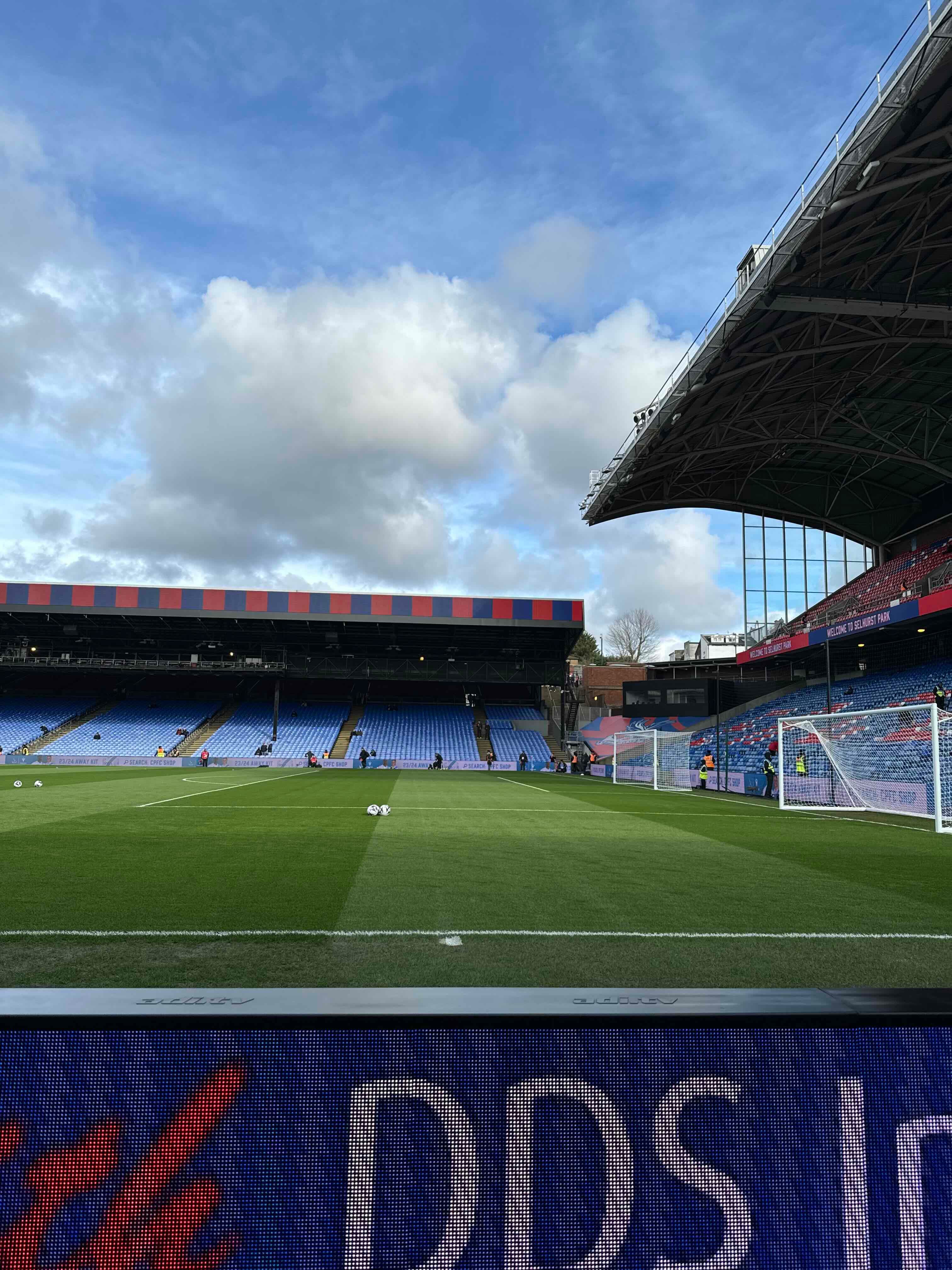 View from the Main Stand of Selhurst Park before a match.