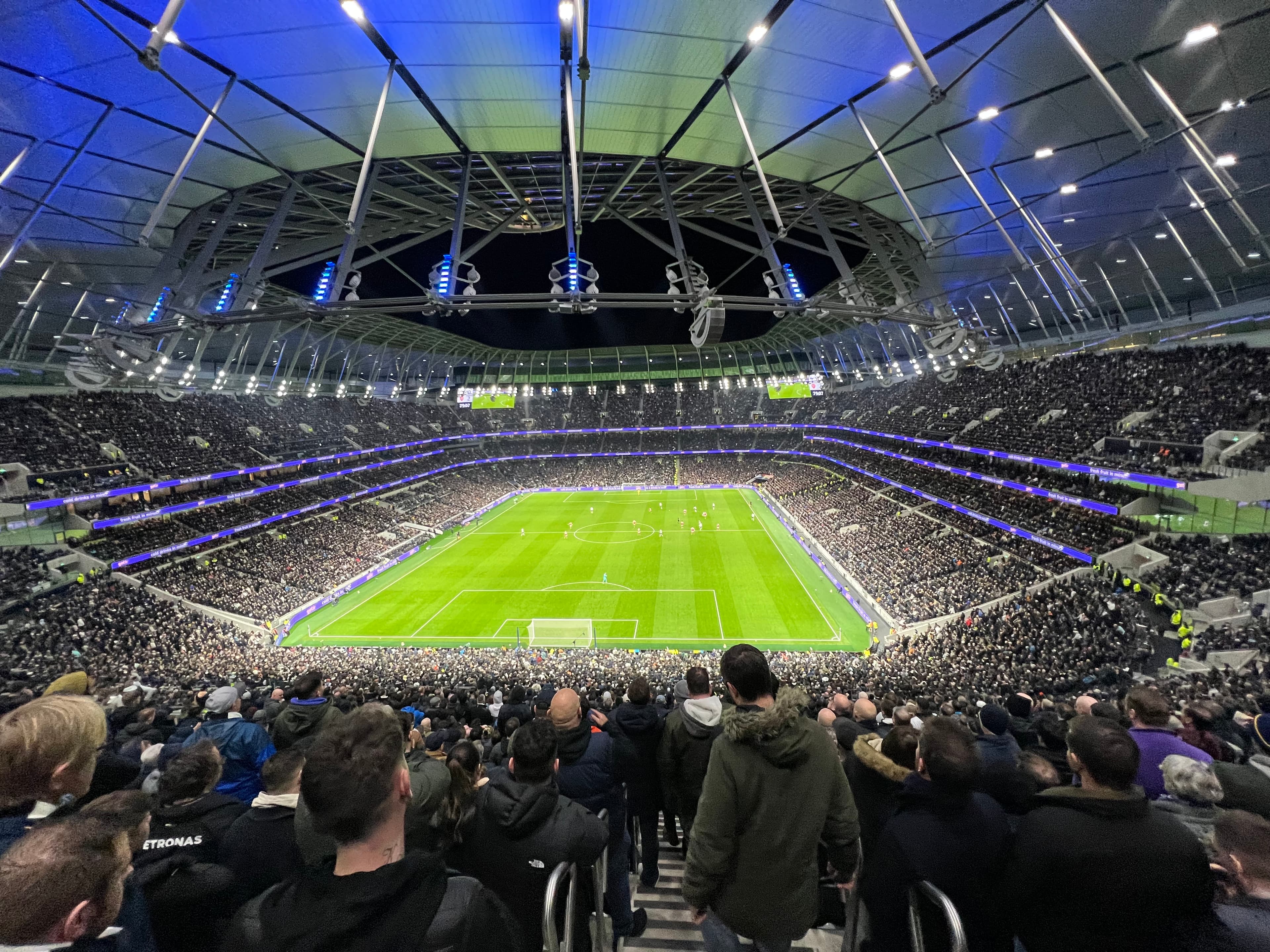 Shortside upper tier view inside Tottenham Hotspur Stadium during a football match